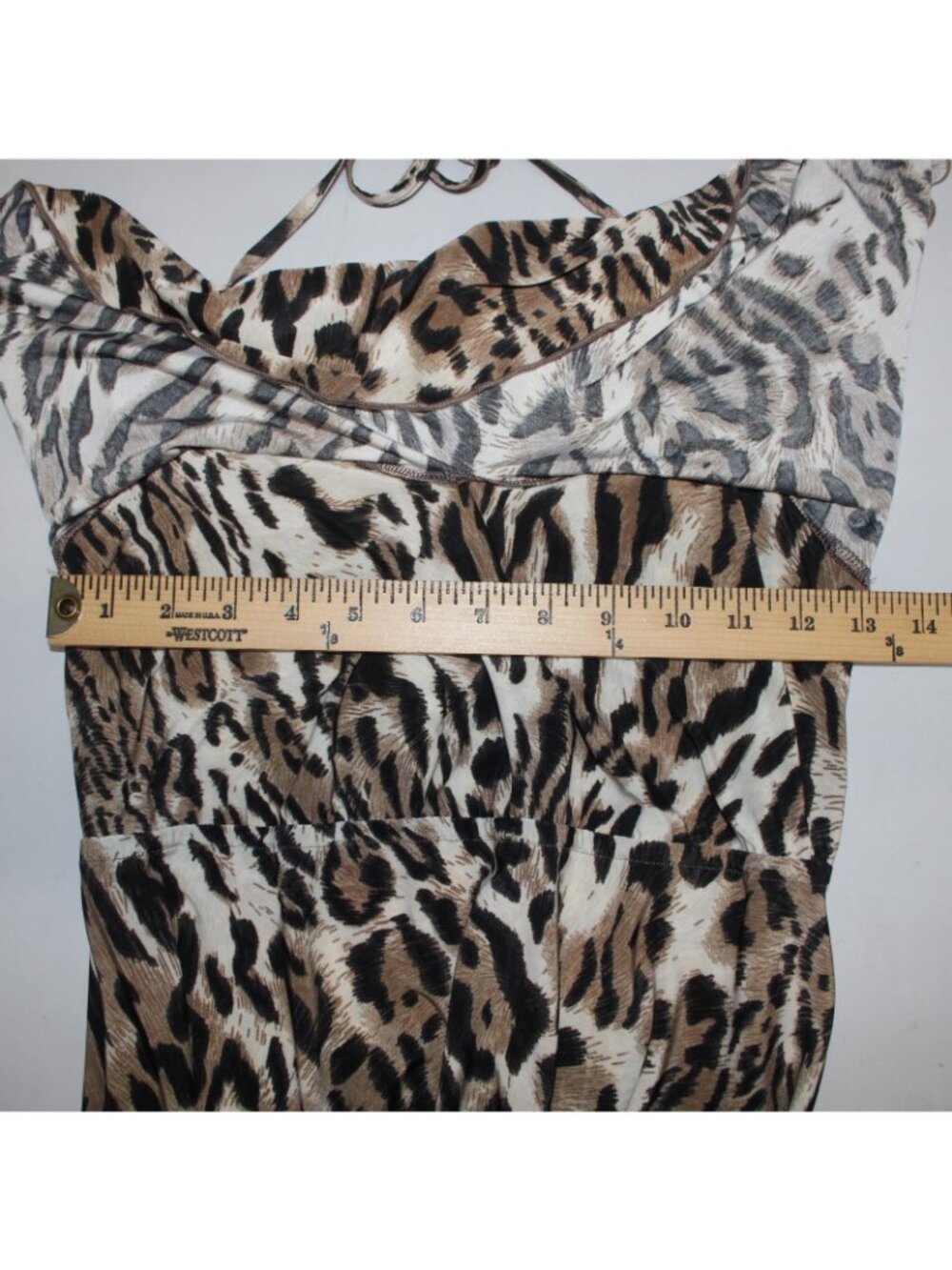 Veronica M Dress Sz S Brown White Animal Print Polyester Spandex Dress - Picture 8 of 9